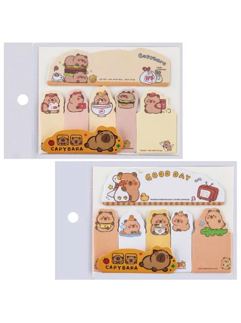 Centrum Öntapadós jegyzettömb CAPYBARA 50x14 mm 6 db kártya x 15 lap