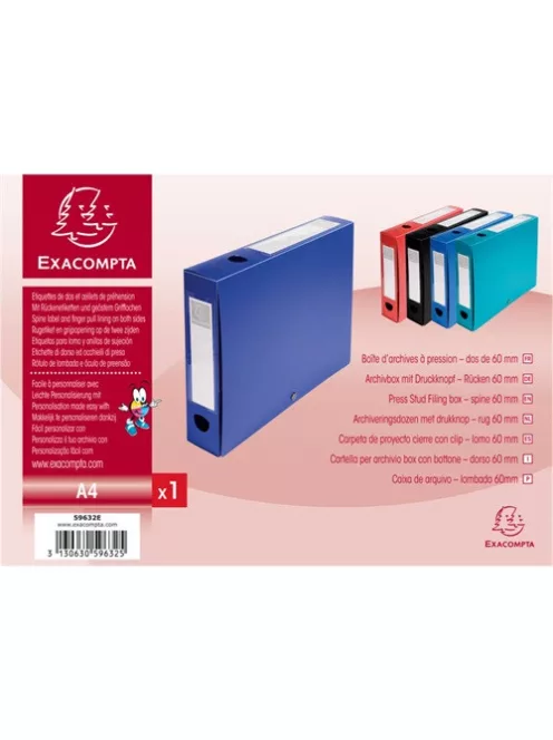 Exacompta Füzetbox PP Exacompta Opaque A/4 60 mm gerinccel patentos kék