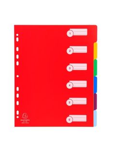   Exacompta Elválasztólap PP Exacompta A/4 maxi, 6 részes színes