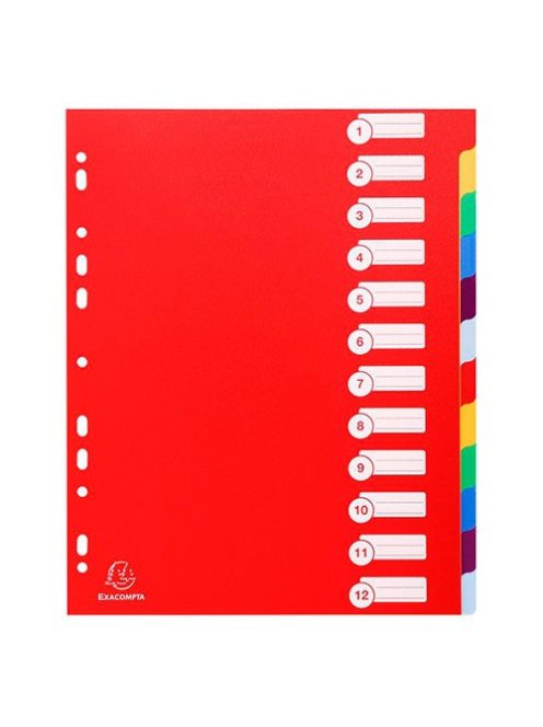 Exacompta Elválasztólap PP Exacompta A/4 maxi, 12 részes színes