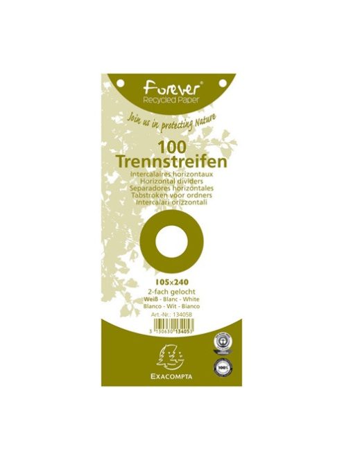 Exacompta Elválasztócsík karton Exacompta 105x240 mm fehér 100 db/csomag