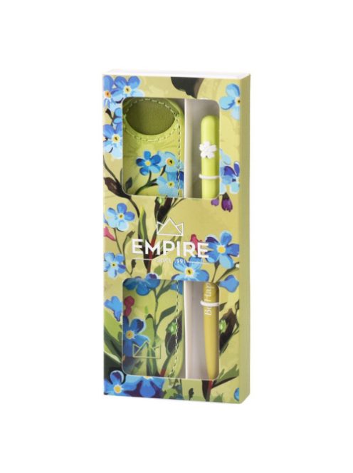 EMPIRE Golyóstoll Burgeon sárga 1,0 mm kék tintával, eco bőr tokkal