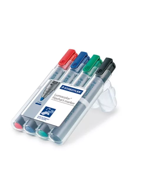 Staedtler Táblamarker Staedtler Lumocolor flipchart kerek 4 db-os klt. (piros, kék, zöld, fekete)