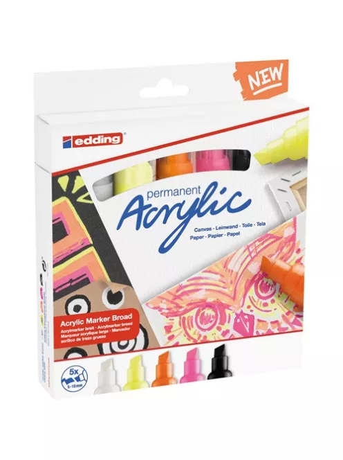 Edding Acrylic Akril marker Edding 5000 B (5-10 mm) Neon 5 db-os klt.