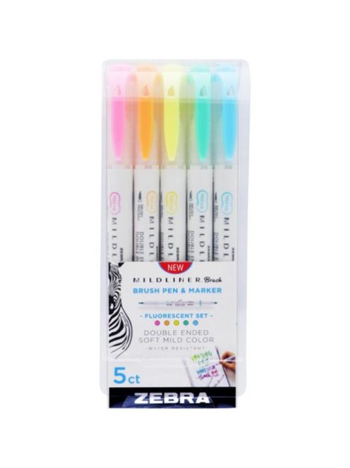 Zebra Ecsetirón Zebra Mildliner Brush&Marker Fluorescent 5-ös készlet