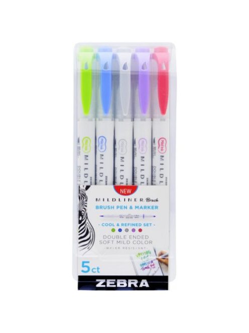 Zebra Ecsetirón Zebra Mildliner Brush&Marker Cool&Refined 5-ös készlet
