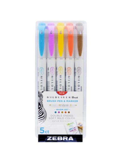 Zebra Ecsetirón Zebra Mildliner Brush&Marker Warm 5-ös készlet