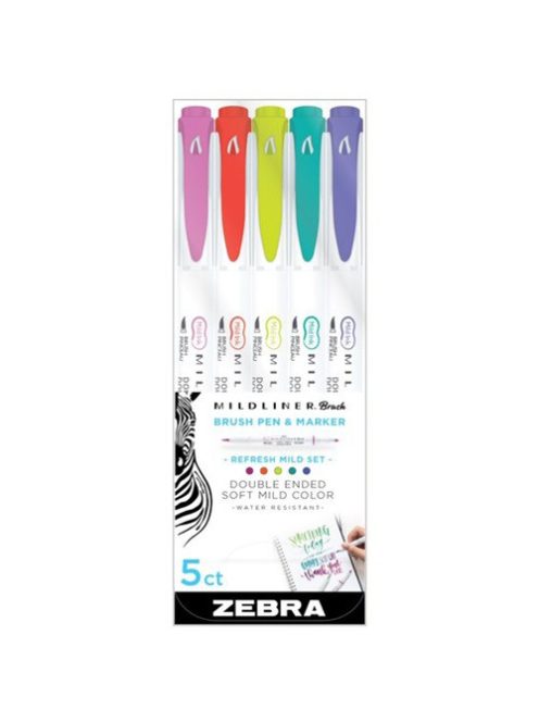 Zebra Ecsetirón Zebra Mildliner Brush&Marker Refresh 5-ös készlet