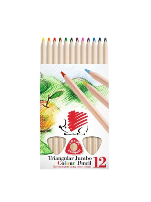 Ico Színes ceruza Ico Süni Jumbo háromszögletű vastag 12 db-os klt. natúr