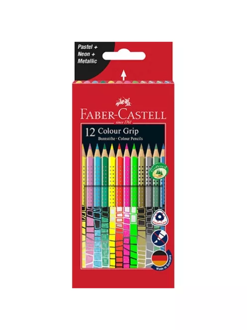Faber-Castell Színes ceruza Faber-Castell Grip 12 db-os klt. (pasztell,neon,metál színek)