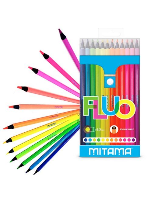 Mitama Színes ceruza Mitama Fluo 12 db-os klt. kerek, újrahasznosított