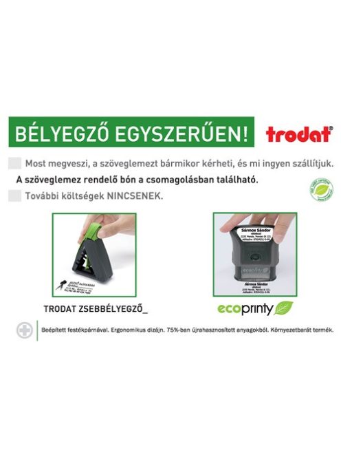 Trodat Bélyegző Trodat 4911 Eco szövegbélyegző a szöveglemez rendelésre jogosító bónnal