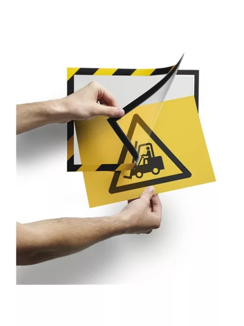 Durable Információs tábla Durable Duraframe Security A/4 öntapadó hátlappal és mágneses kerettel  sárga-fek