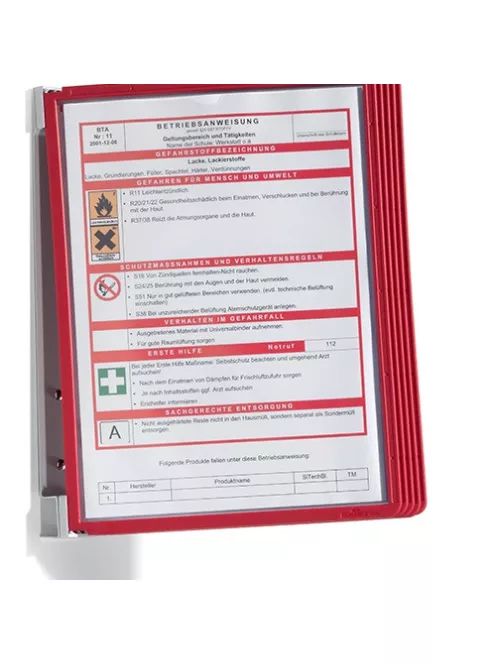 Durable Bemutatótábla-tartó Durable Vario fali 5 db-os táblával piros