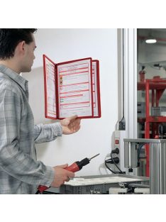   Durable Bemutatótábla-tartó Durable Vario fali 5 db-os táblával piros