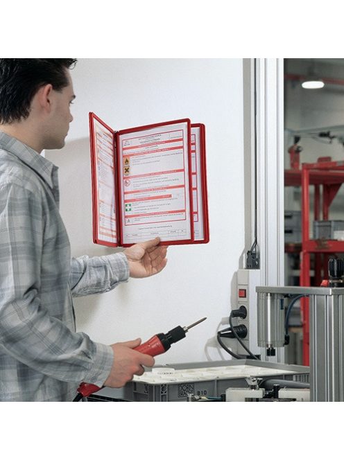 Durable Bemutatótábla-tartó Durable Vario fali 5 db-os táblával piros