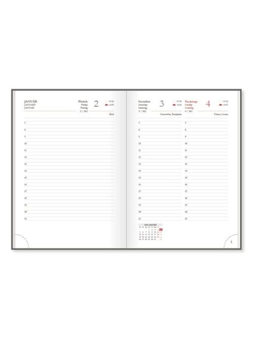 PD Calendar Határidőnapló Period Standard A/5 napi bordó műbőr 2026