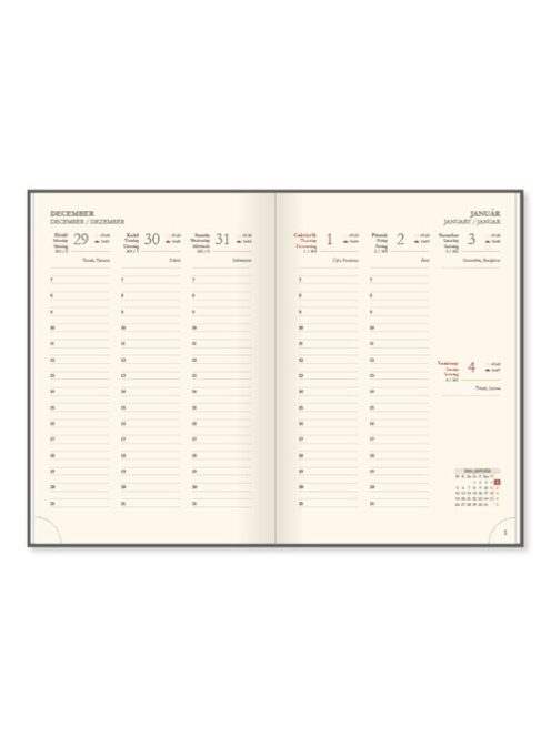 PD Calendar Határidőnapló Period Chamois B/5 heti körbev. fekete 2026