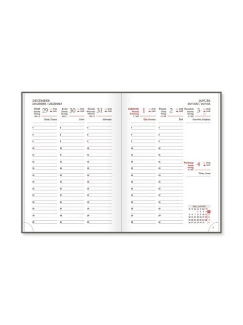 PD Calendar Határidőnapló Period Border B/6 heti körbev. Antracit 2026