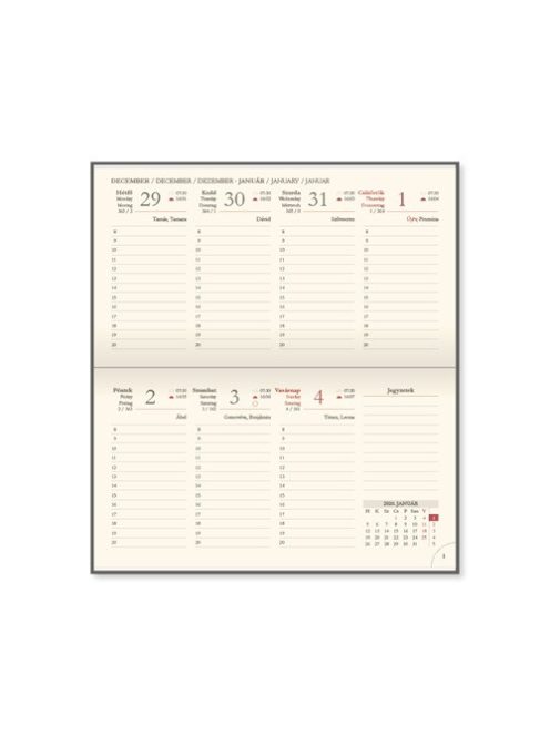 PD Calendar Határidőnapló Period Chamois Zsebnaptár fekvő körbev. kék 2026