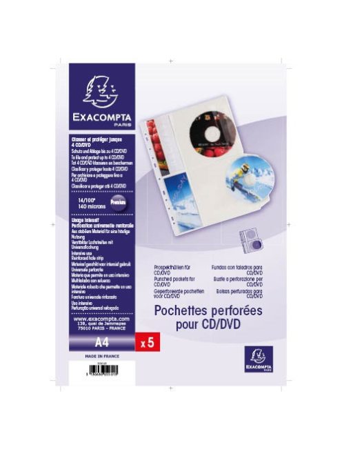 Exacompta CD tasak Exacompta lefűzhető 2 zsebes 5 db/csomag