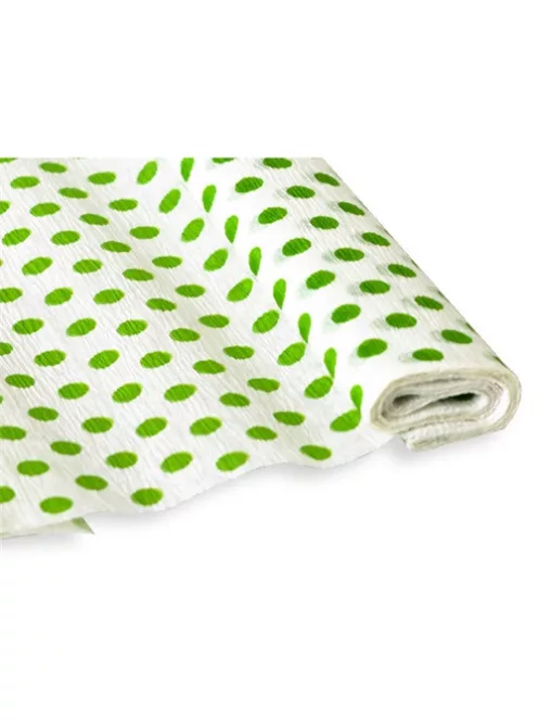 Jolly Krepp-papír Jolly 50x200 cm 28g/m2 fehér zöld pöttyökkel