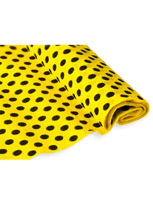 Jolly Krepp-papír Jolly 50x200 cm 28g/m2 sárga fekete pöttyökkel