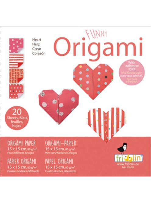Fridolin Origami Fridolin Funny Szív 15x15 cm 20 lap/csomag