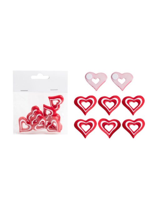 Noname Kreatív dekoráció szív öntapadós 8 db/csomag piros-fehér(polirezin)