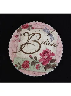 QX Hűtőmágnes kör 7,2 cm Believe/rózsa