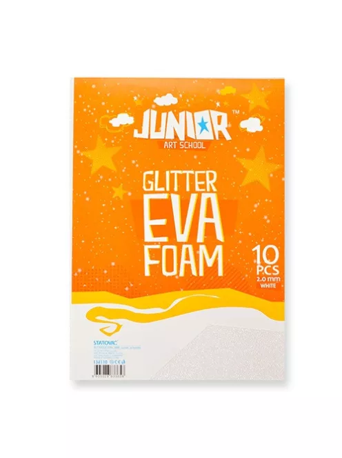 Junior Kreatív Junior csillámos dekor gumilap A/4, fehér, 10 db/csomag