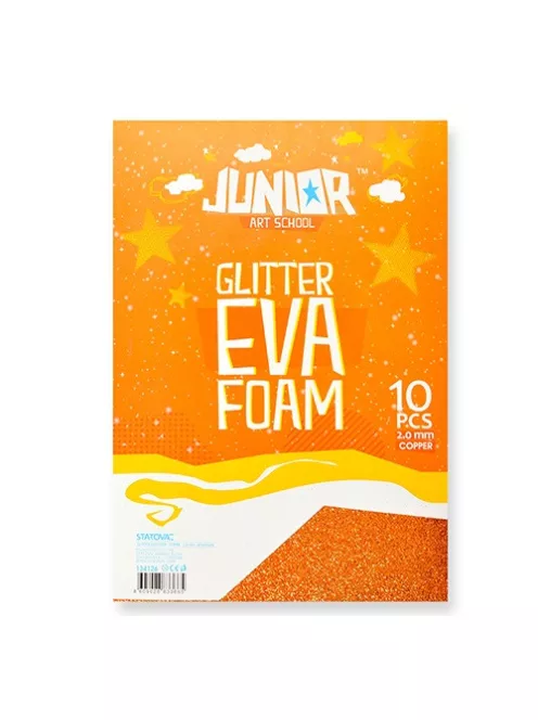 Junior Kreatív Junior csillámos dekor gumilap A/4, narancssárga, 10 db/csomag