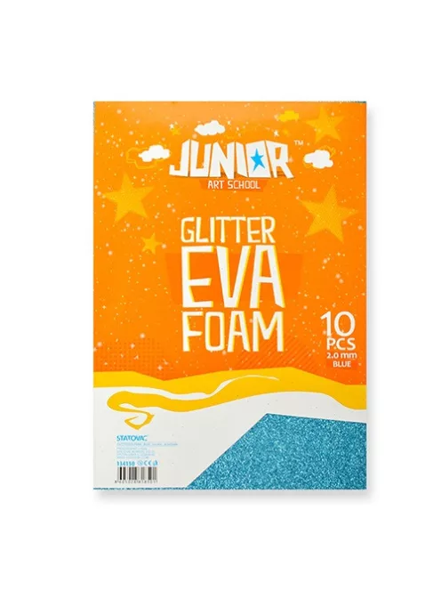 Junior Kreatív Junior csillámos dekor gumilap A/4, kék, 10 db/csomag