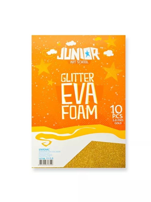 Junior Kreatív Junior csillámos dekor gumilap A/4, arany, 10 db/csomag