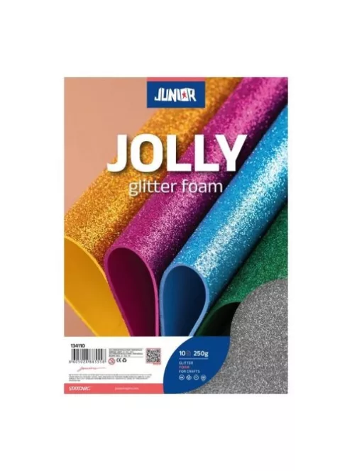 Junior Kreatív Junior csillámos dekor gumilap A/4, ezüst, 10 db/csomag