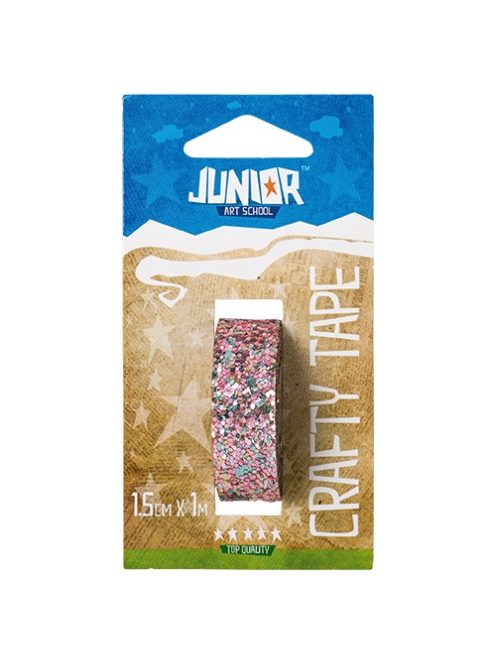 Junior Kreatív Junior csillámos dekorszalag, világos rózsaszín, 15 mmx1 m