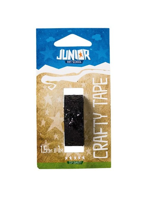 Junior Kreatív Junior csillámos dekorszalag, fekete, 15 mmx1 m