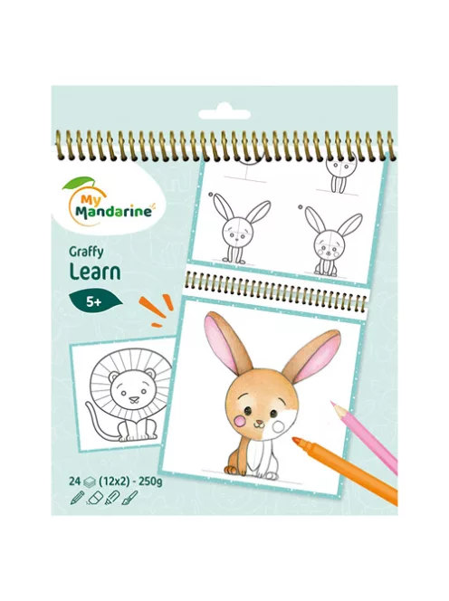 Avenue Mandarine Kreatív színezőfüzet Avenue Mandarine Graffy Learn Kölyök állatok