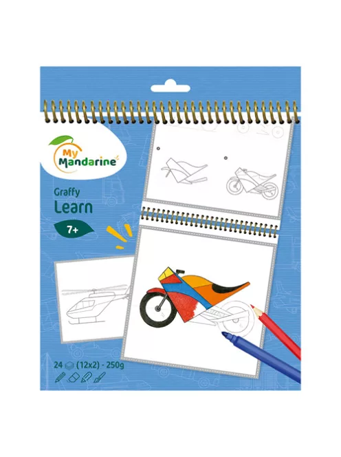 Avenue Mandarine Kreatív színezőfüzet Avenue Mandarine Graffy Learn Közlekedési eszközök