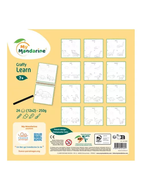 Avenue Mandarine Kreatív színezőfüzet Avenue Mandarine Graffy Learn Dinoszauruszok