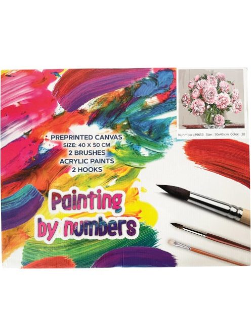 Centrum Kreatív kifestő klt. Centrum számozott, 40x50 cm, Pünkösdi rózsa vázában