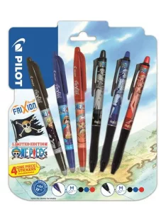   PILOT Rollertoll készlet, 0,35 mm, nyomógombos, PILOT "Frixion Ball"/"Frixion Ball Plus", 3különböző szín+One Piece matrica