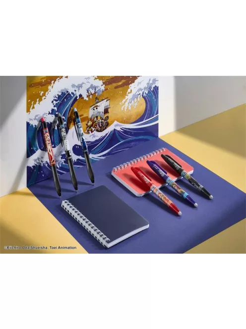 PILOT Rollertoll készlet, 0,35 mm, nyomógombos, PILOT "Frixion Ball"/"Frixion Ball Plus", 3különböző szín+One Piece matrica