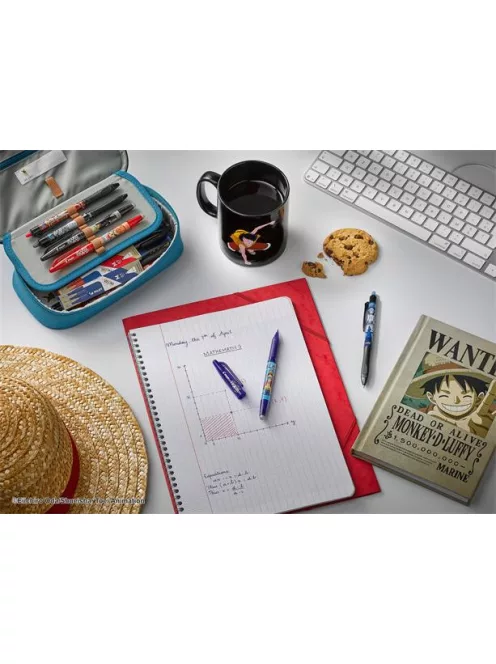 PILOT Rollertoll készlet, 0,35 mm, nyomógombos, PILOT "Frixion Ball"/"Frixion Ball Plus", 3különböző szín+One Piece matrica