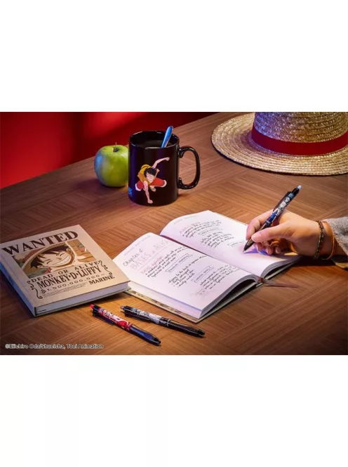 PILOT Rollertoll készlet, 0,35 mm, nyomógombos, PILOT "Frixion Ball"/"Frixion Ball Plus", 3különböző szín+One Piece matrica