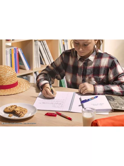 PILOT Rollertoll készlet, 0,35 mm, nyomógombos, PILOT "Frixion Ball"/"Frixion Ball Plus", 3különböző szín+One Piece matrica