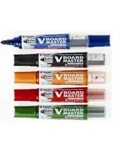   PILOT Táblamarker készlet, 2,3 mm, kúpos, tartóval és szivaccsal, PILOT "V-Board Master", 5 különböző szín