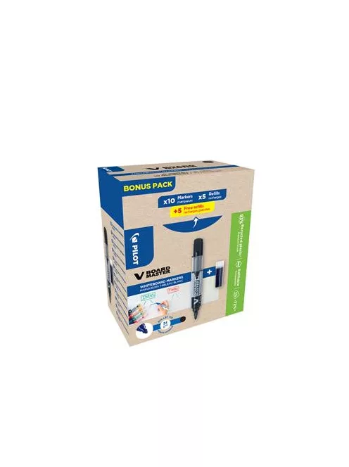 PILOT Táblamarker, 2,3 mm, kúpos, PILOT "V-Board Master, Bonus Pack", fekete + betét