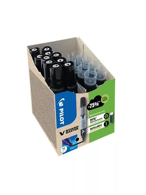PILOT Táblamarker, 2,3 mm, kúpos, PILOT "V-Board Master, Bonus Pack", fekete + betét