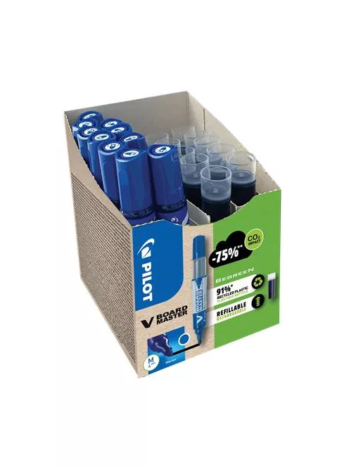 PILOT Táblamarker, 2,3 mm, kúpos, PILOT "V-Board Master, Bonus Pack", kék + betét